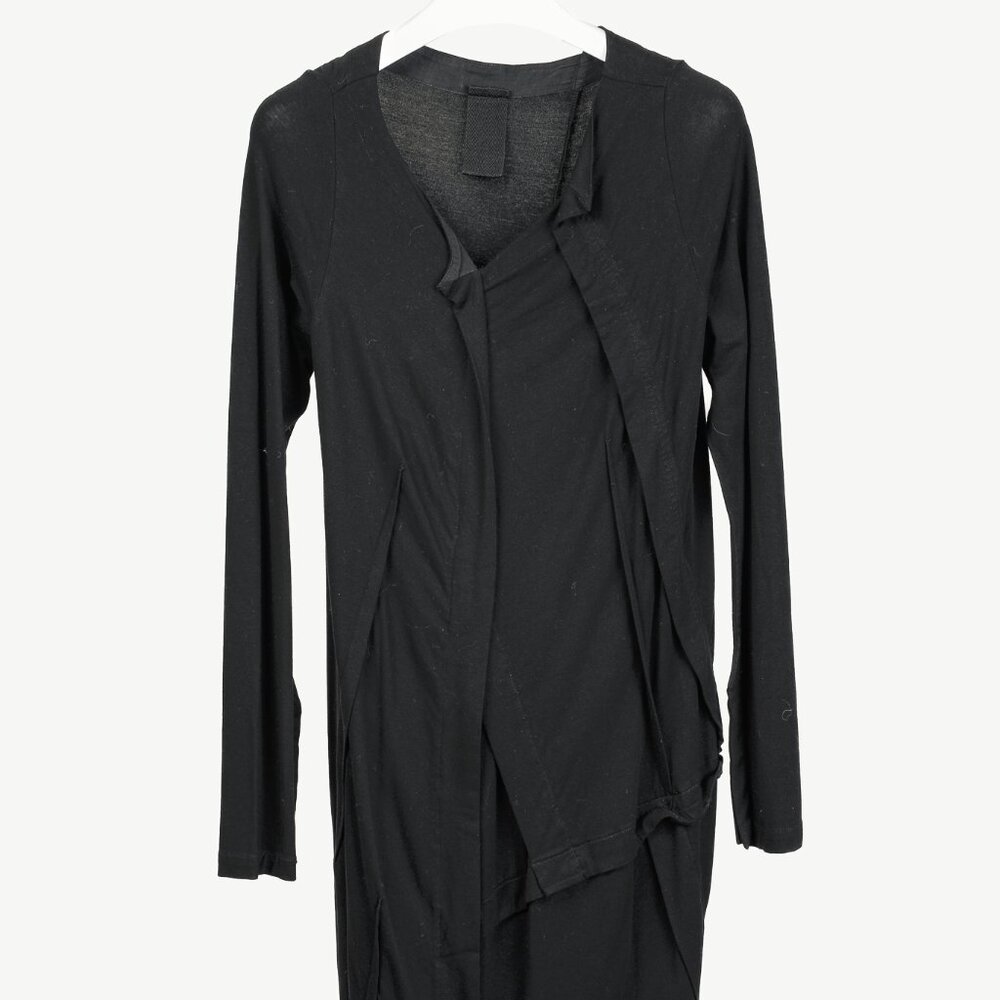 Rundholz Exposed Seam Frayed Edges Black Jersey Dress